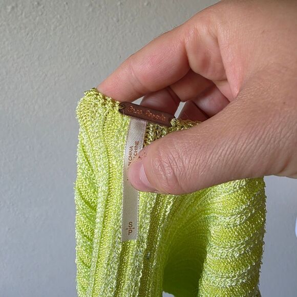 Free People San Lucas Lime Green Pullover Knit Crop Top Small - Picture 4 of 8